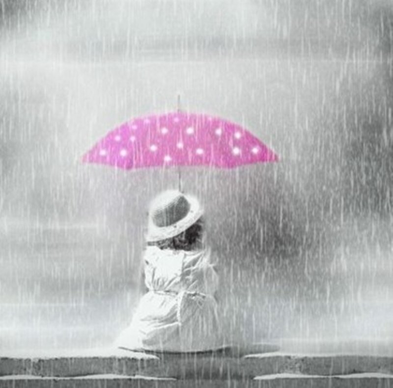 Child with Umbrella — Gray