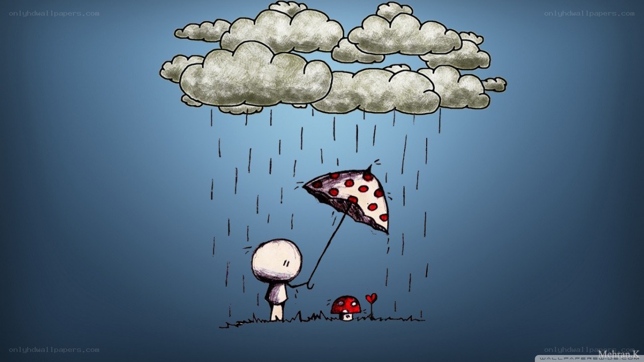 child with umbrella in rain