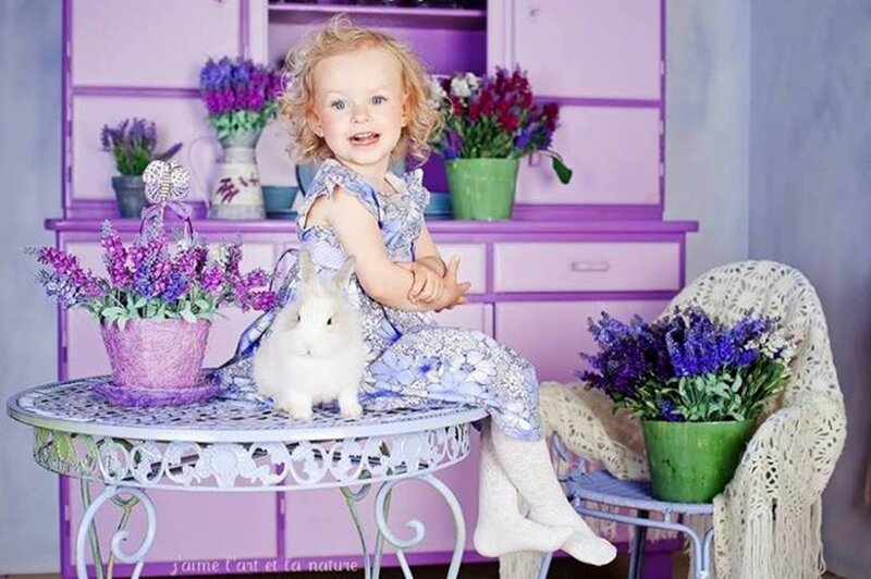 Child with White Rabbit — Purple