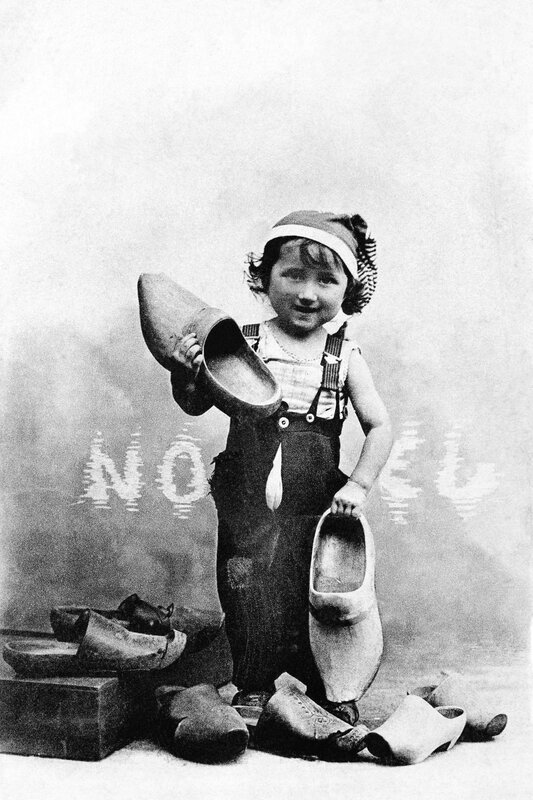 Child with wooden shoes