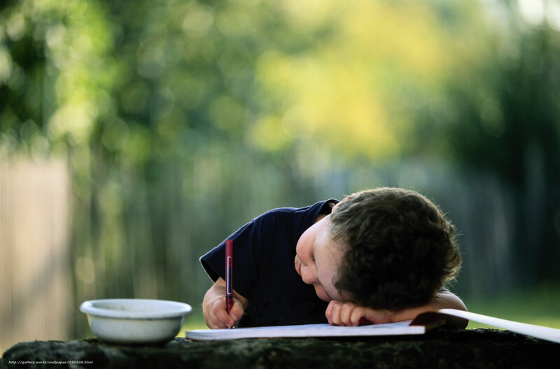 Child Writing on Paper — Green