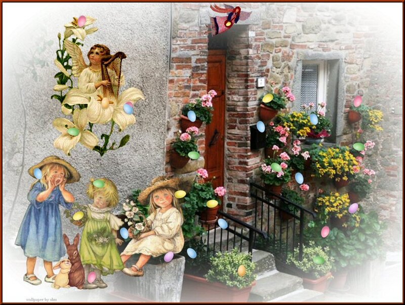 Children and Angels in Garden