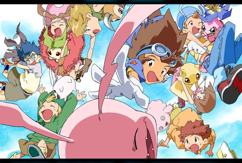 Children and Digimon Falling