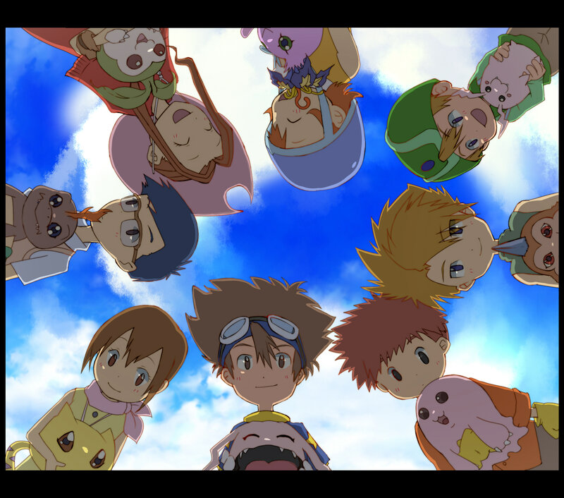 Children and Digimon in Circle
