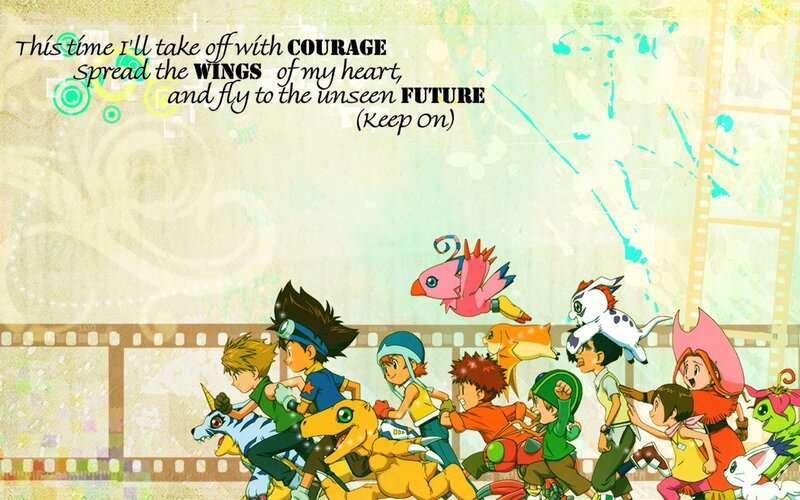 Children and Digimon Running — Yellow
