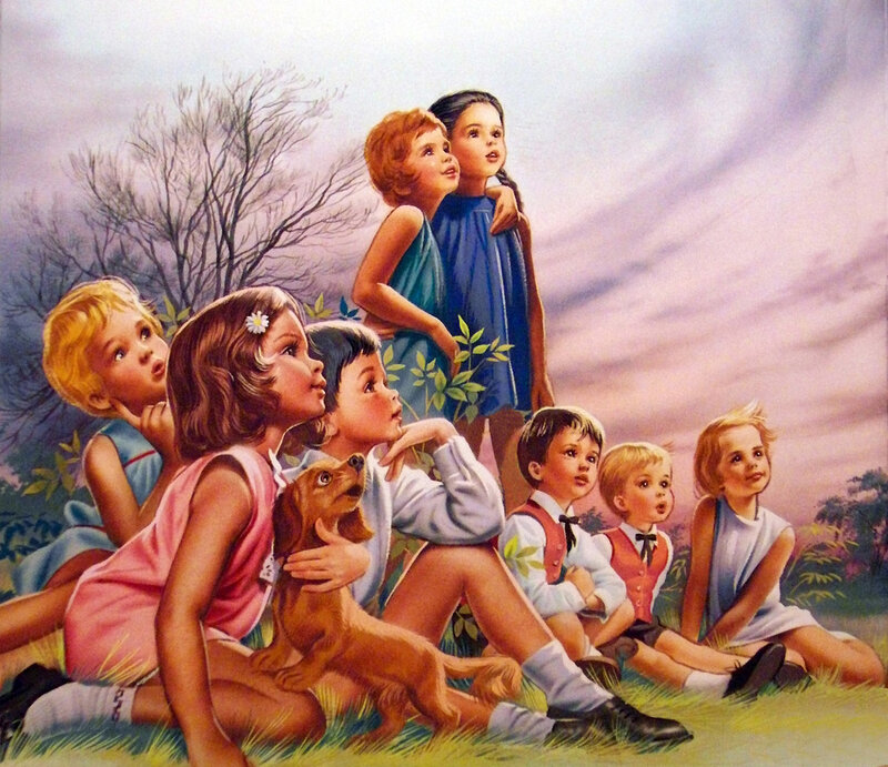 Children and Dog in Field