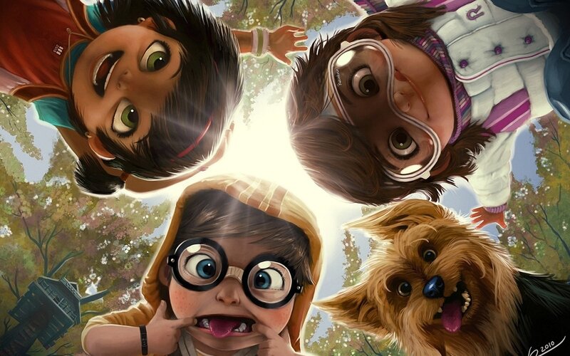 Children and Dog in Park
