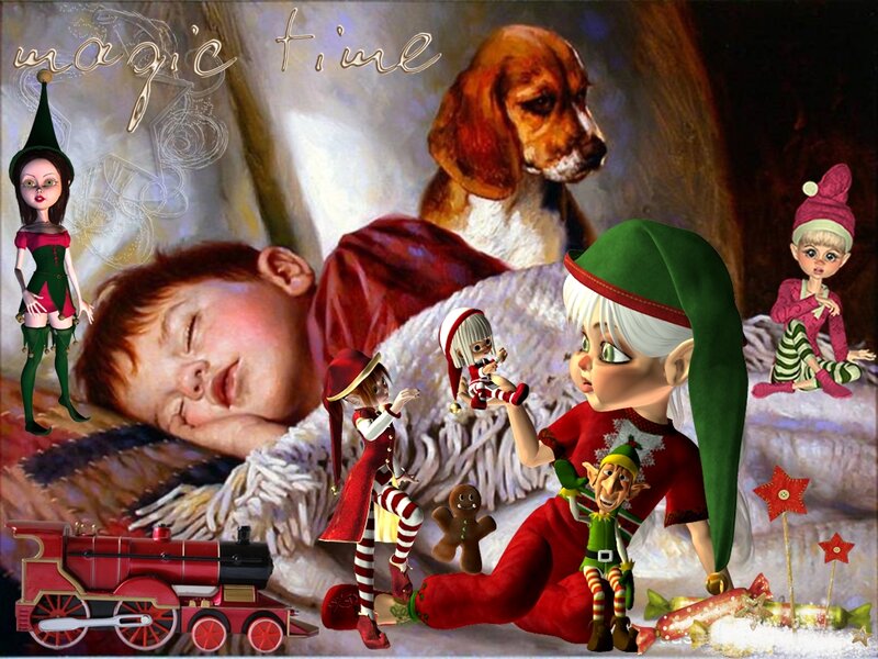 Children and Elves in Bed