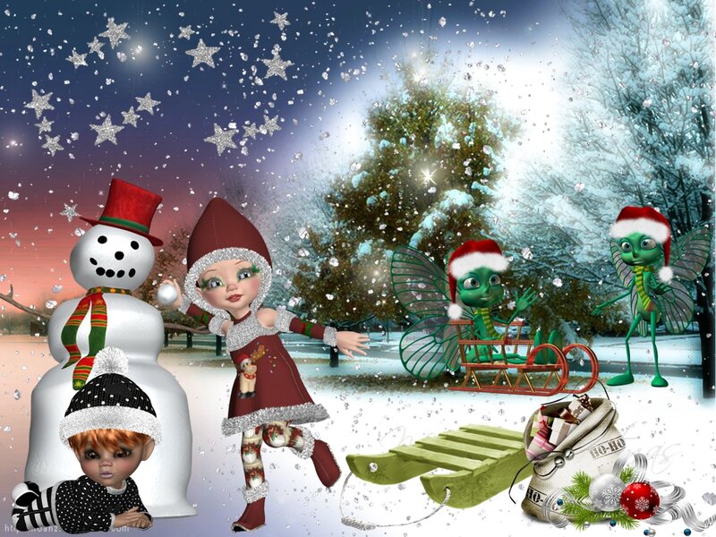 Children and Fairies in Snow