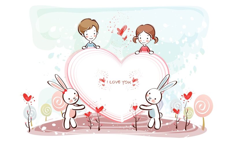 Children and Rabbits in Heart