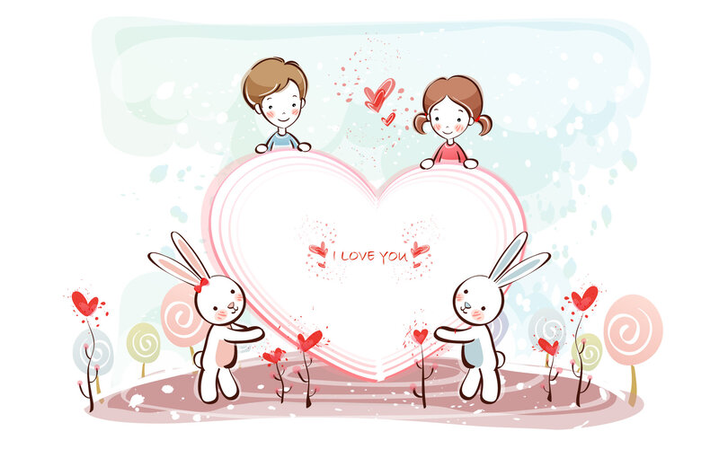 Children and Rabbits with Heart