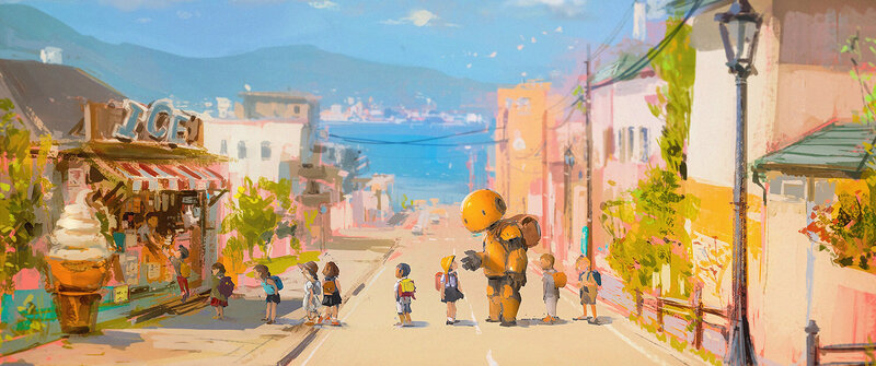 Children and Robot on Street