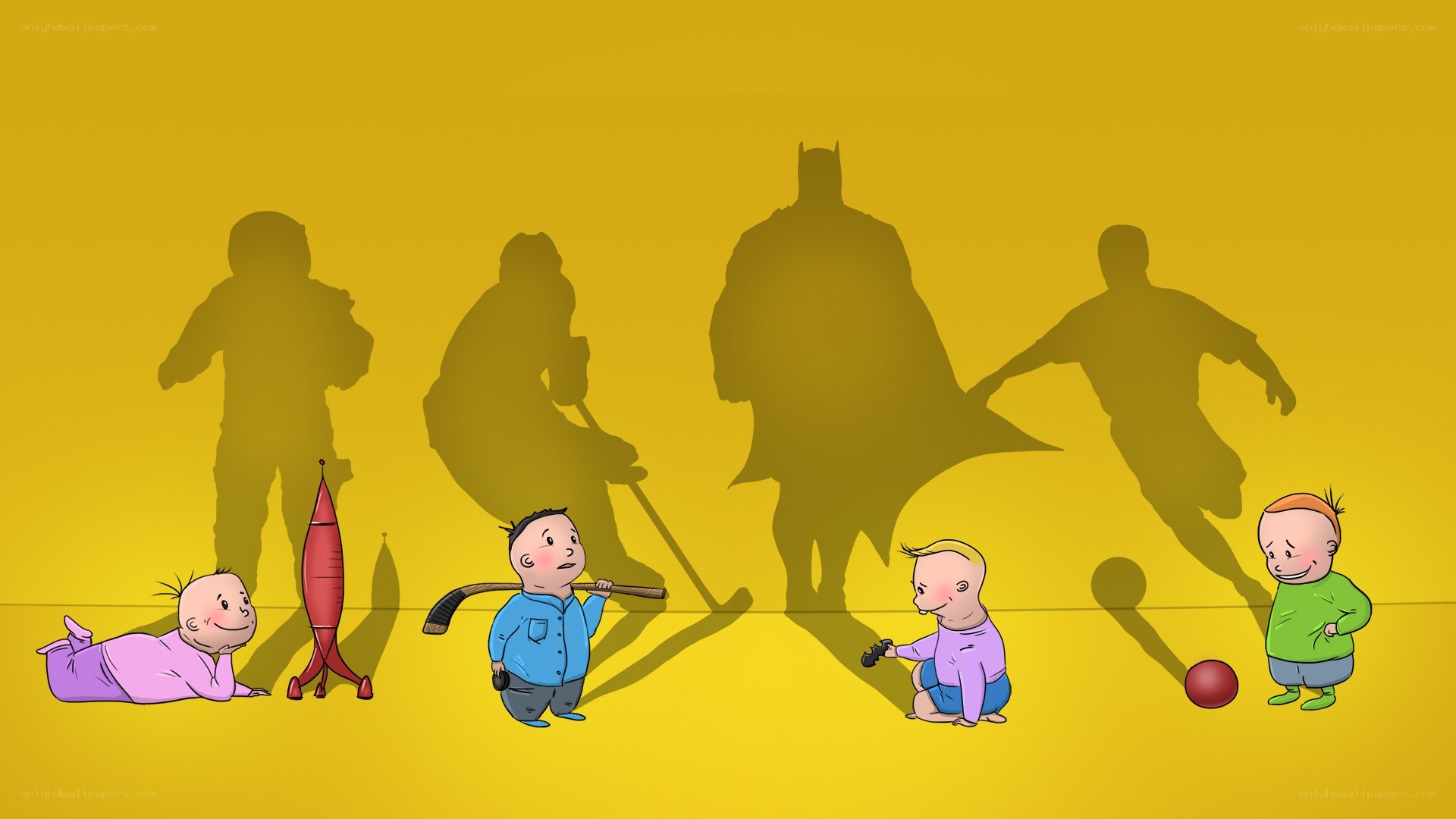 children and their superhero shadows