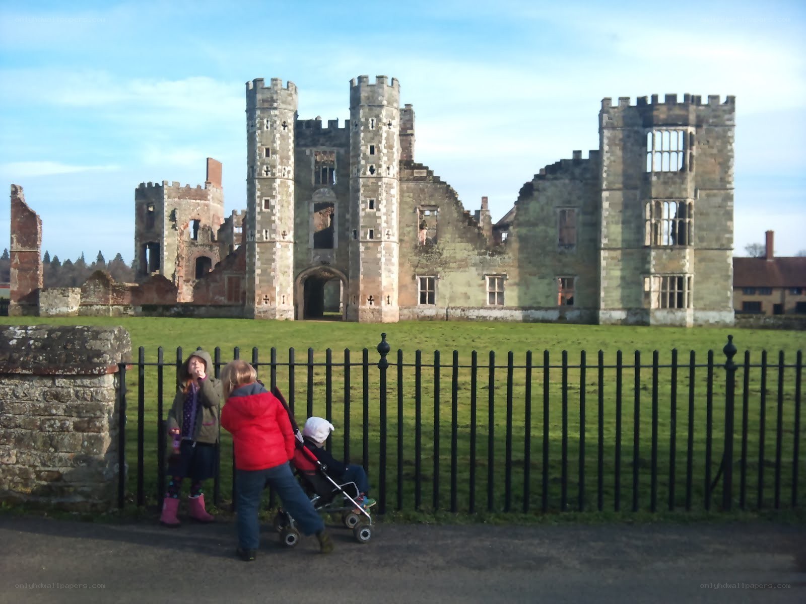 Children at a castle ruin