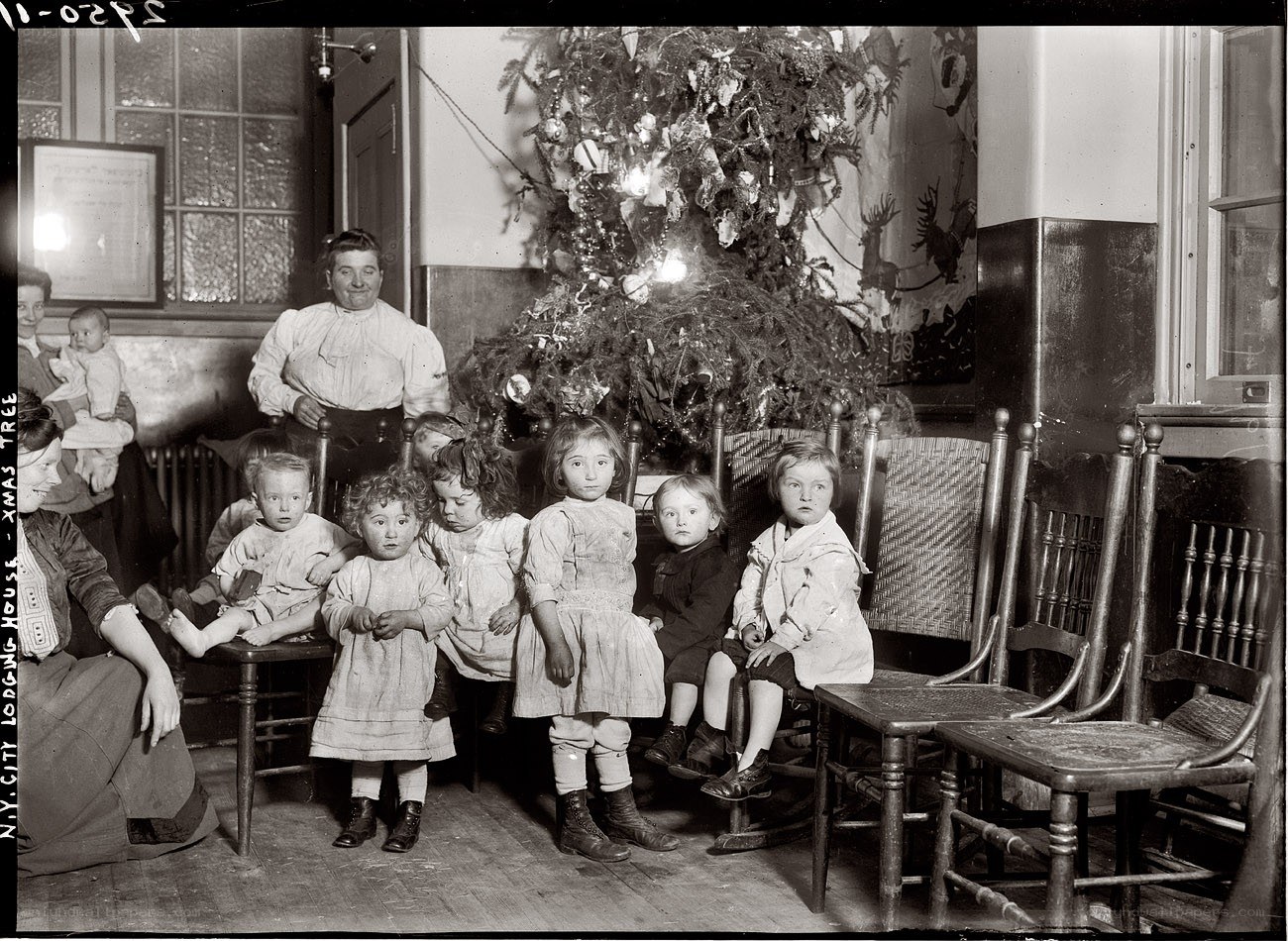 Children at a Christmas tree