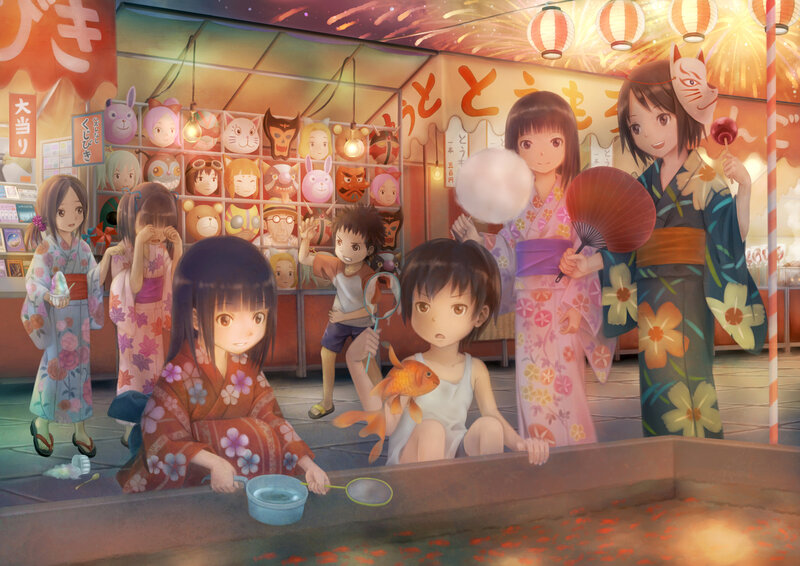 Children at a Festival — Orange
