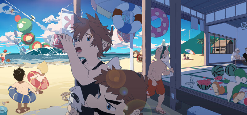 Children at Beach — Blue