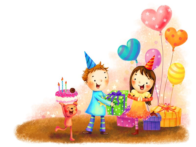 Children at Birthday Party — Pink, Joyful