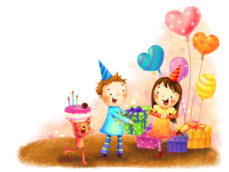Children at Birthday Party — Pink