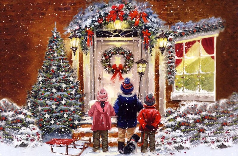 Children at Front Door — White
