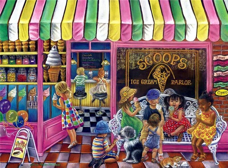 Children at Ice Cream Parlor — Pink