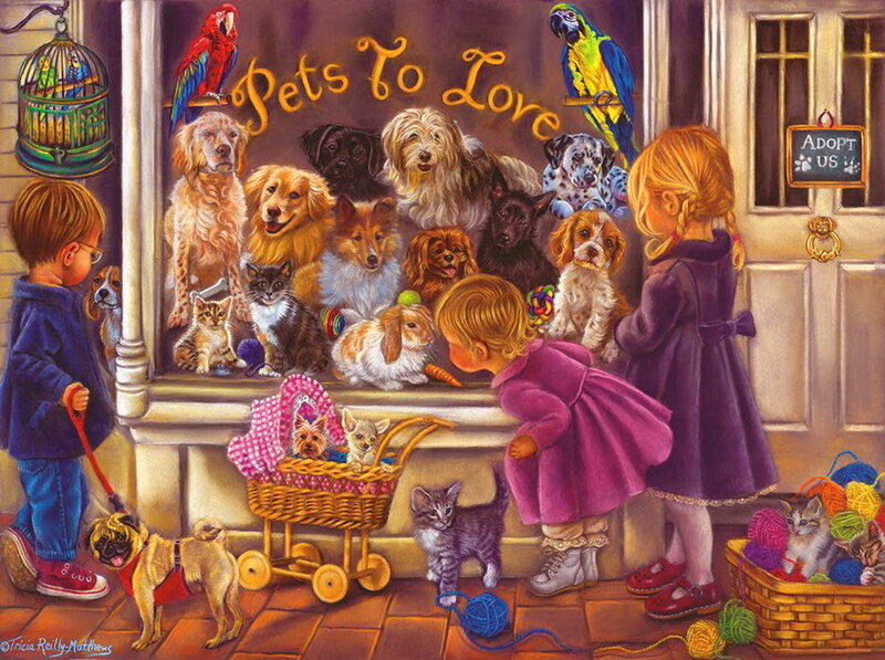 Children at Pet Shop Window