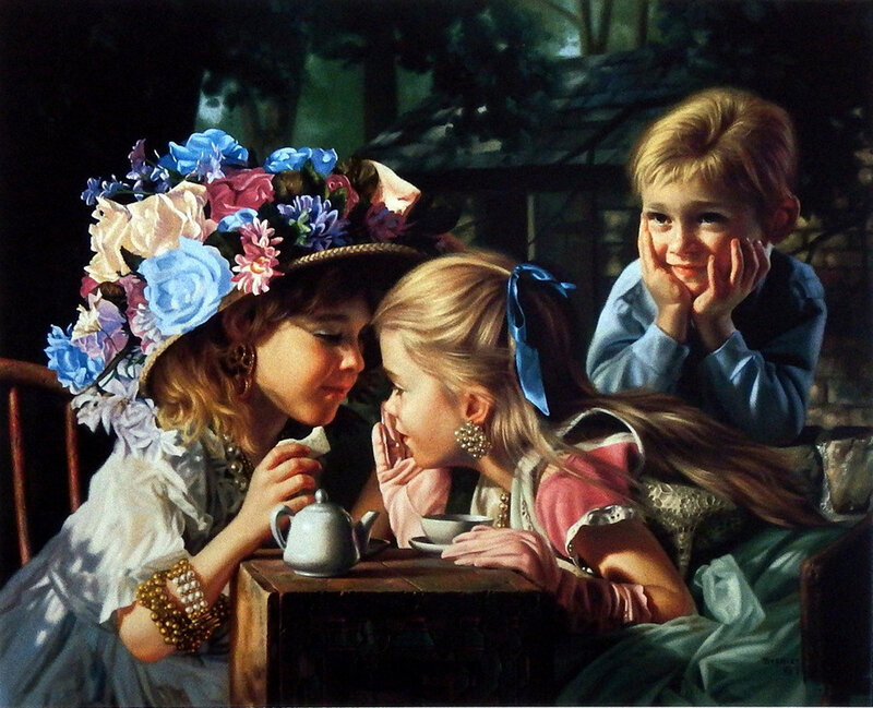 Children at Tea Party — Blue