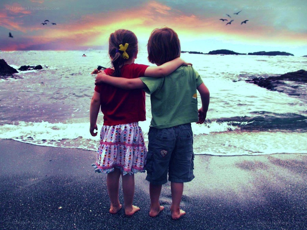 children at the beach