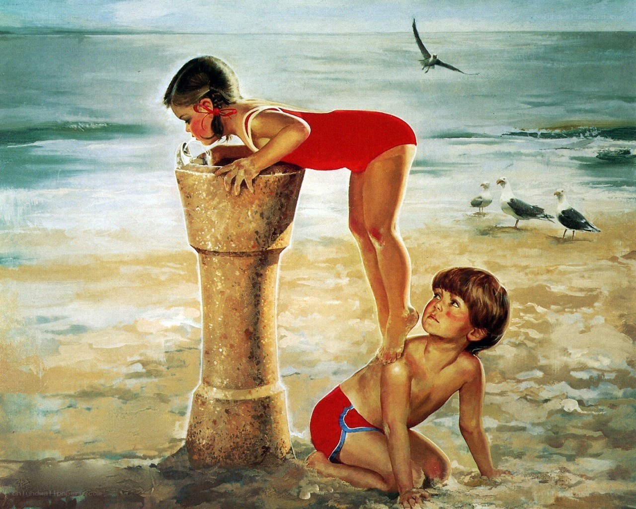 Children at the beach