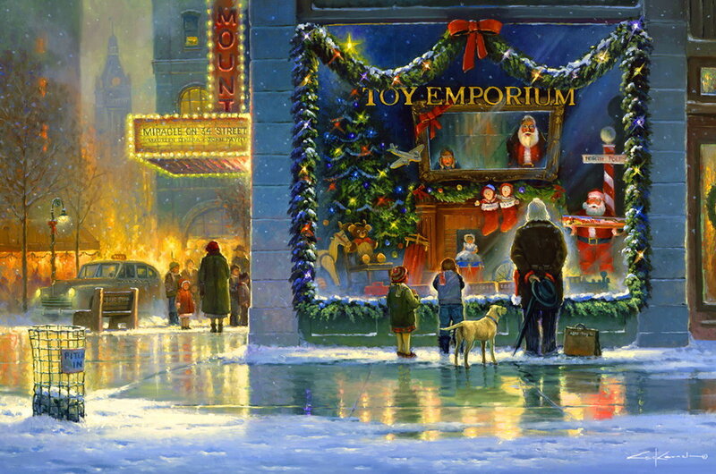 Children at Toy Store Window — Blue