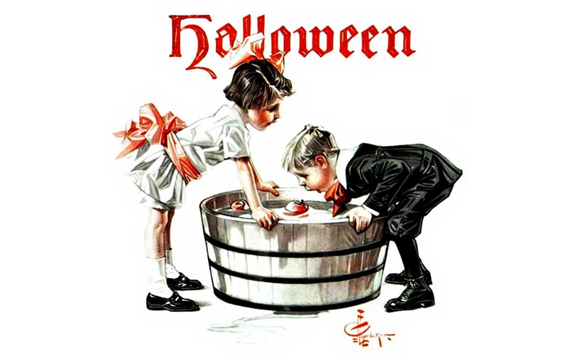 Children Bobbing for Apples