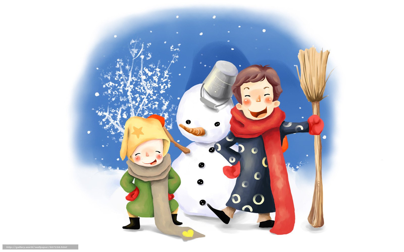 Children building a snowman