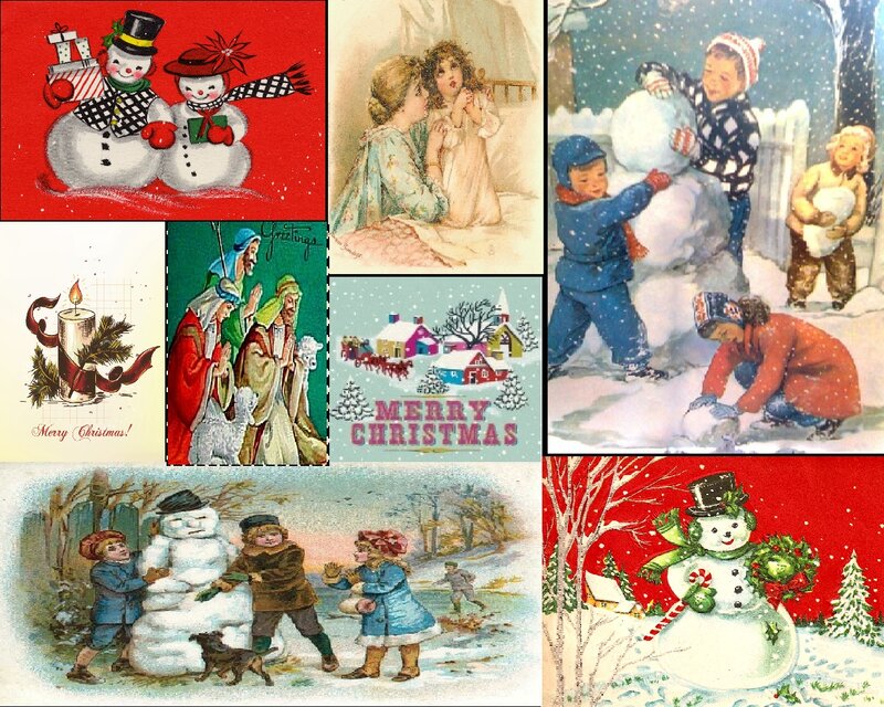 Children Building Snowmen — Red