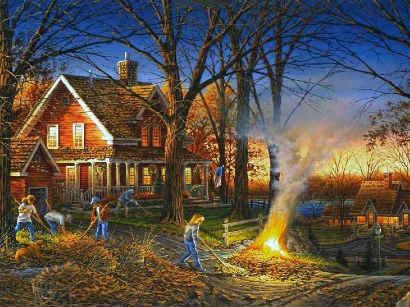 Children Burning Leaves