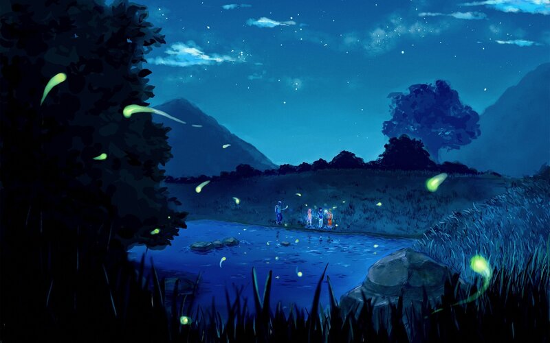 Children by a Lake