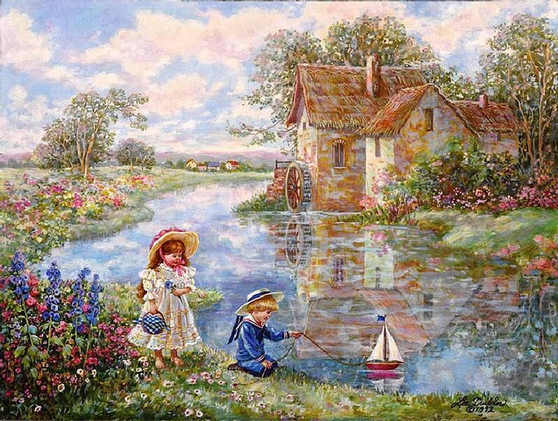 Children by a River
