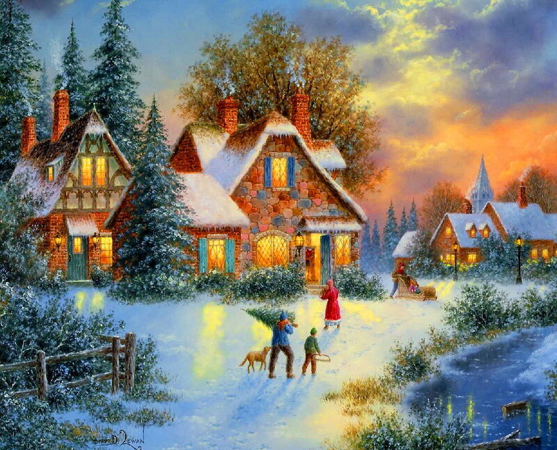 Children Carrying Christmas Tree