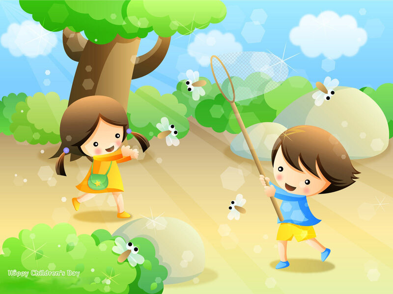 Children Catching Insects