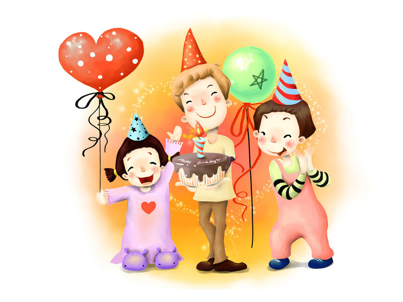 Children Celebrating Birthday — Yellow, Joyful