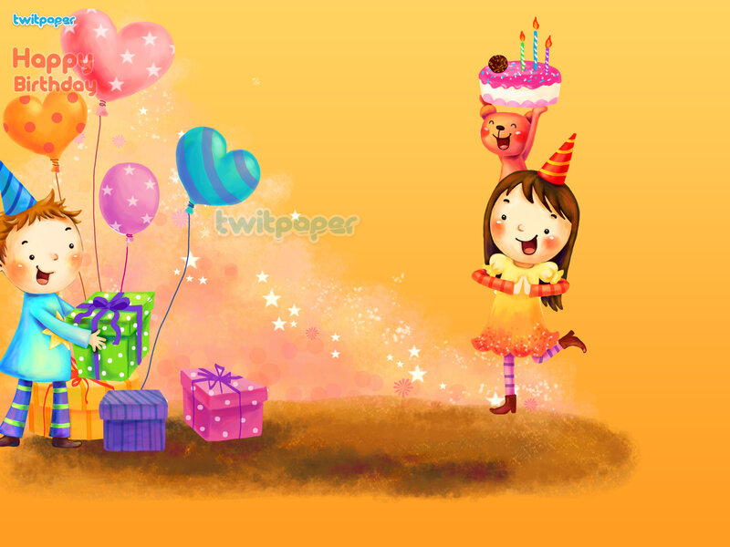 Children Celebrating Birthday — Yellow
