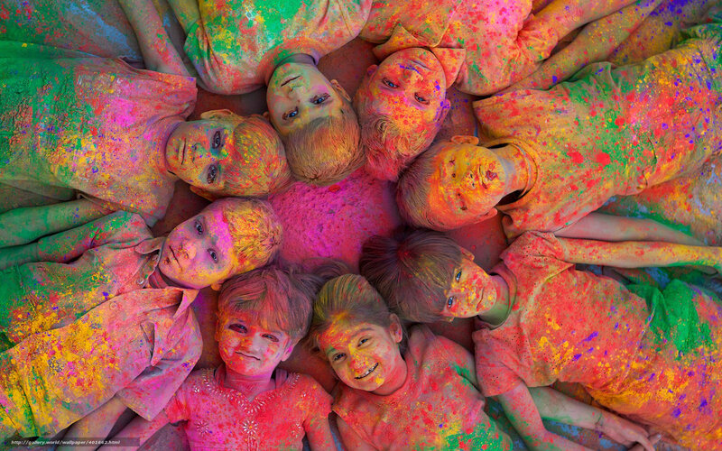 Children celebrating Holi festival