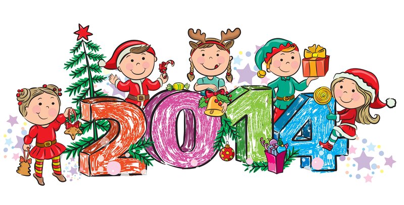 Children Celebrating New Year — Red