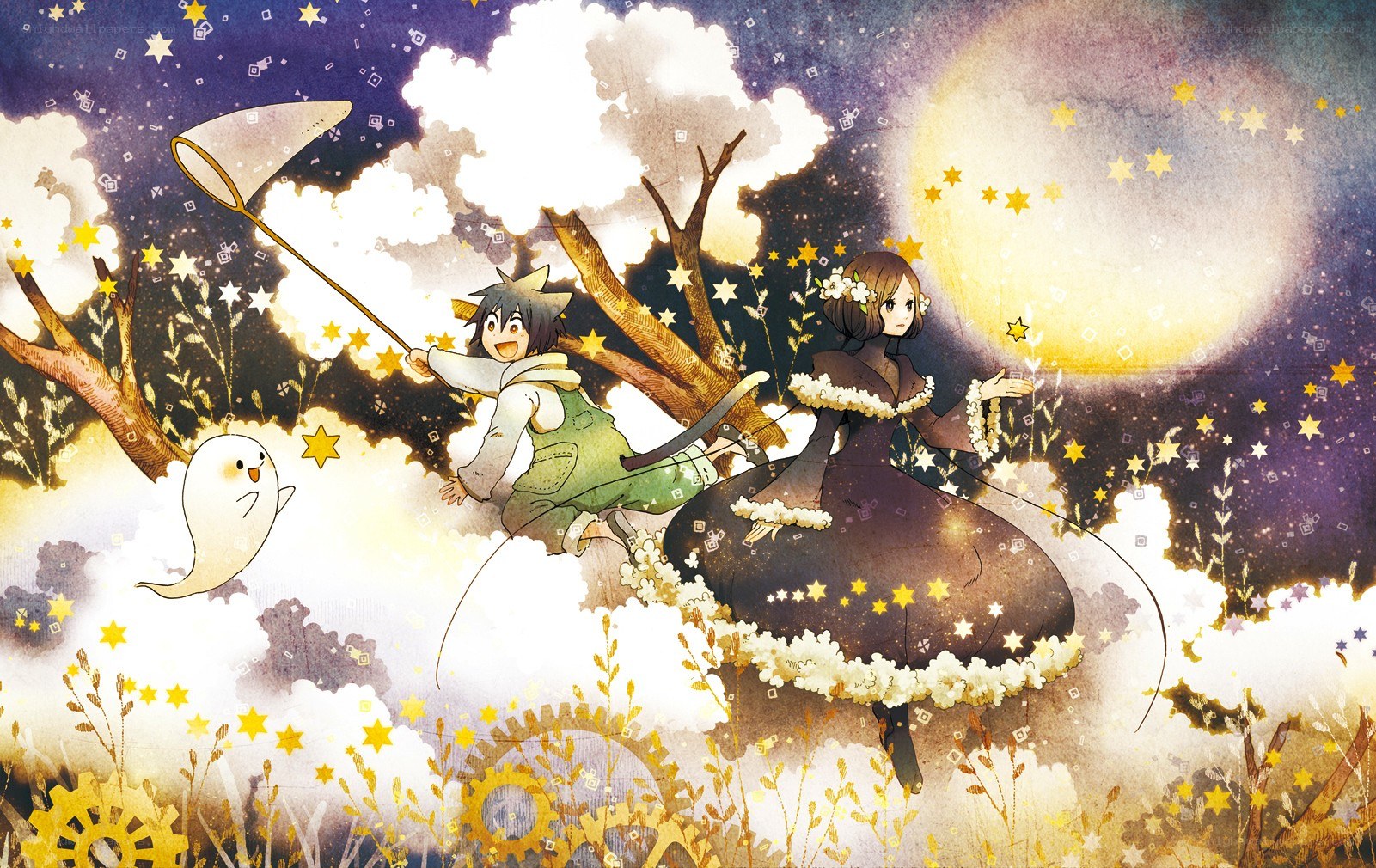 Children chasing stars in a dream