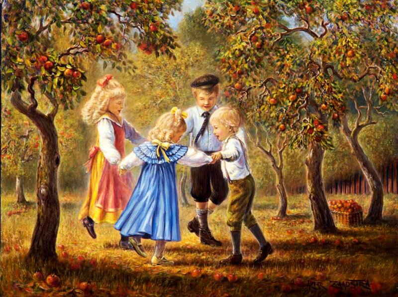 Children Dancing in Orchard