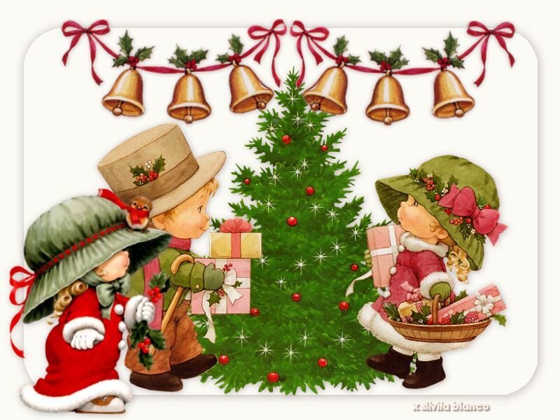 Children Decorating a Tree