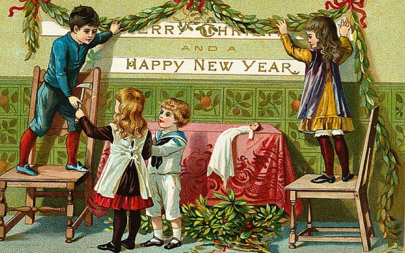Children Decorating a Wall — Green