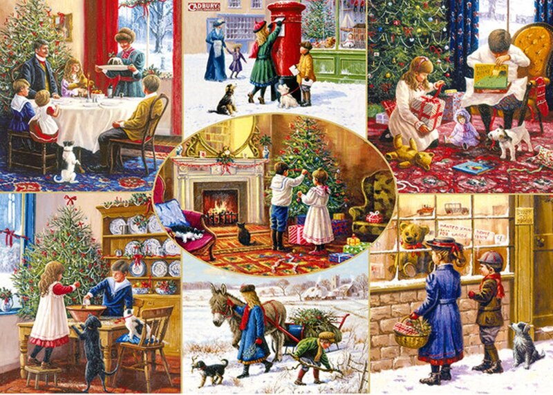 Children Decorating Christmas Tree — Red