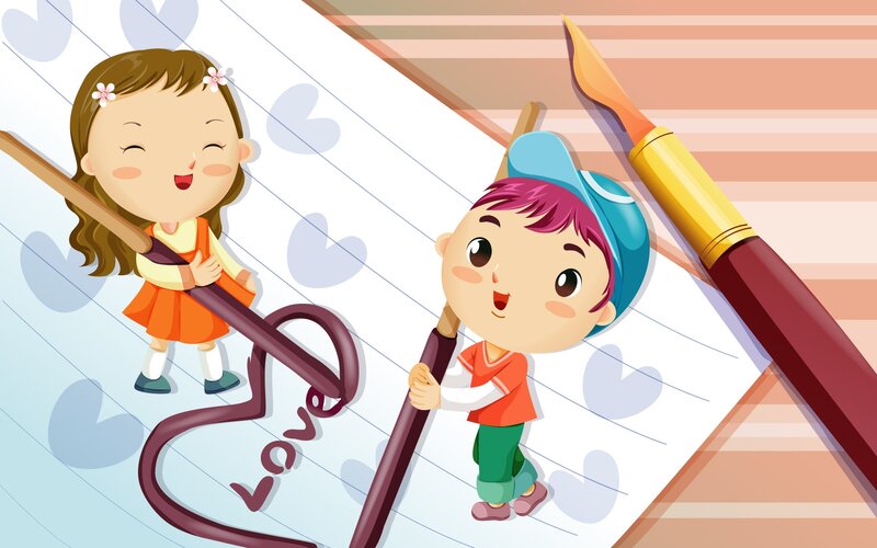 Children Drawing on Paper