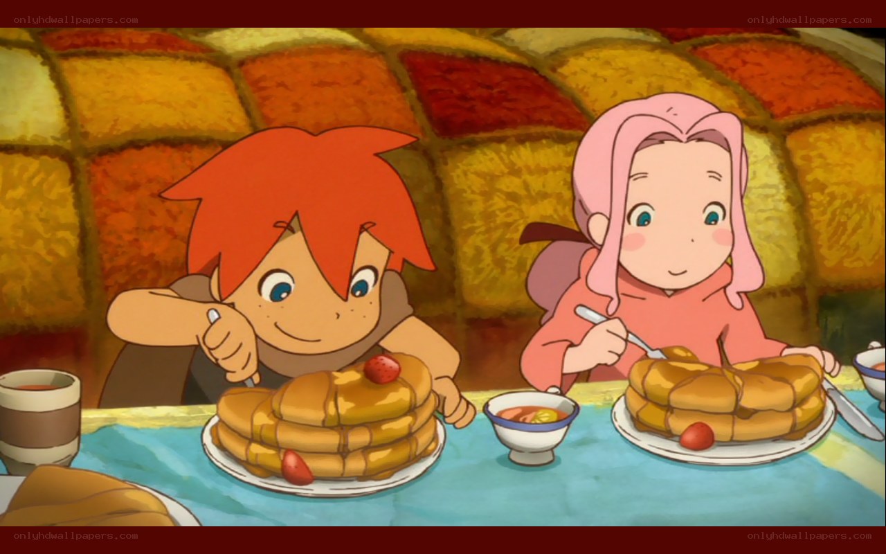 Children eating pancakes