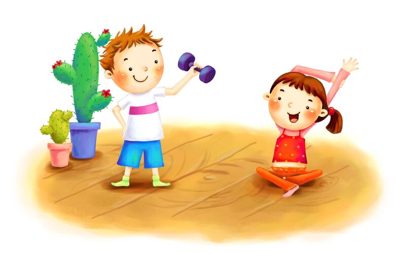 Children exercising together